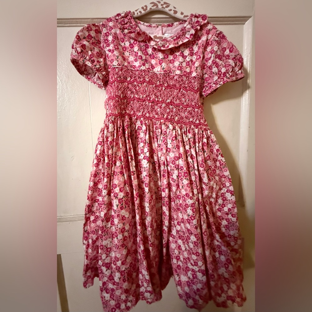 Rachel Riley Girls Floral Smocked Dress Size 6Y